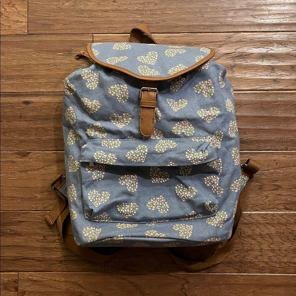 Candie's Light Denim Floral Hearts Backpack